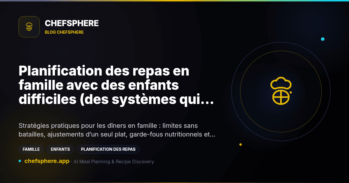 Planification des repas en famille avec des enfants difficiles (des systèmes qui évitent la guerre)