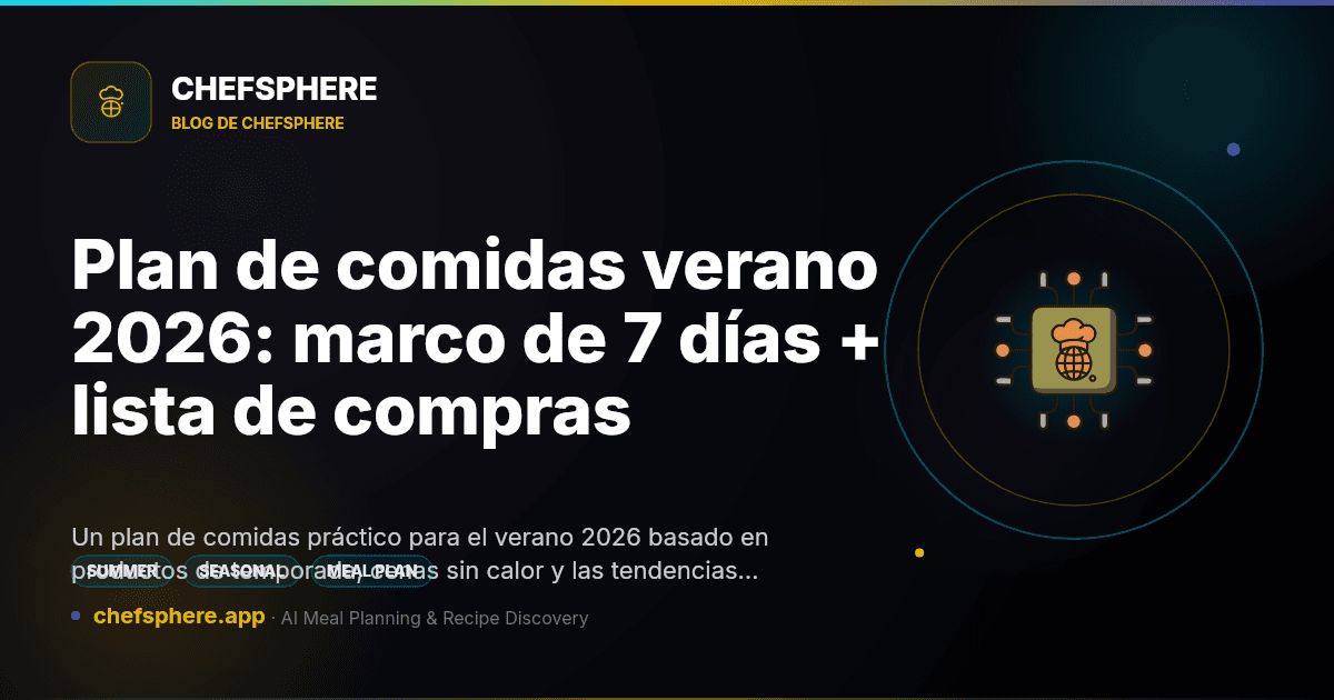 Plan de comidas verano 2026: marco de 7 días + lista de compras
