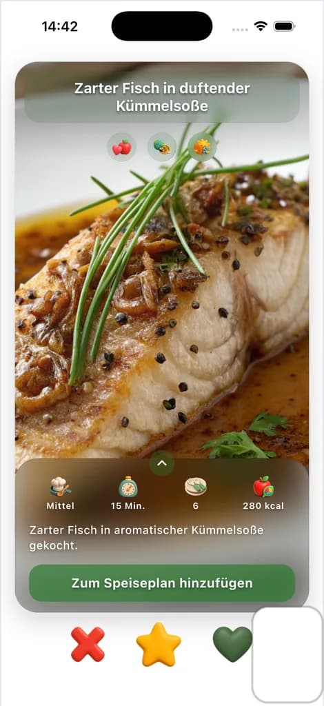 Swipe für Getränke — das Glas, nicht das Abendessen — ChefSphere Swipe for Drinks on iPhone — cocktails and mocktails to swipe