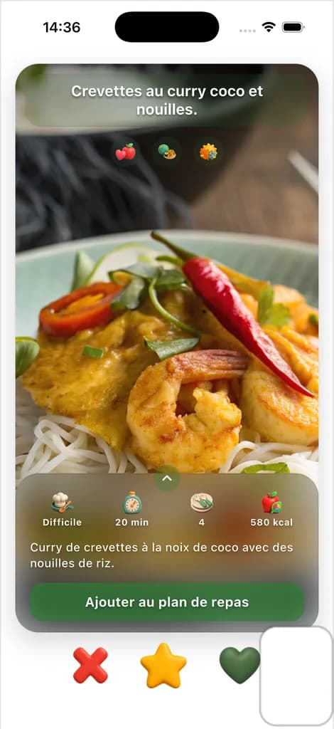 Swiper in the ChefSphere app