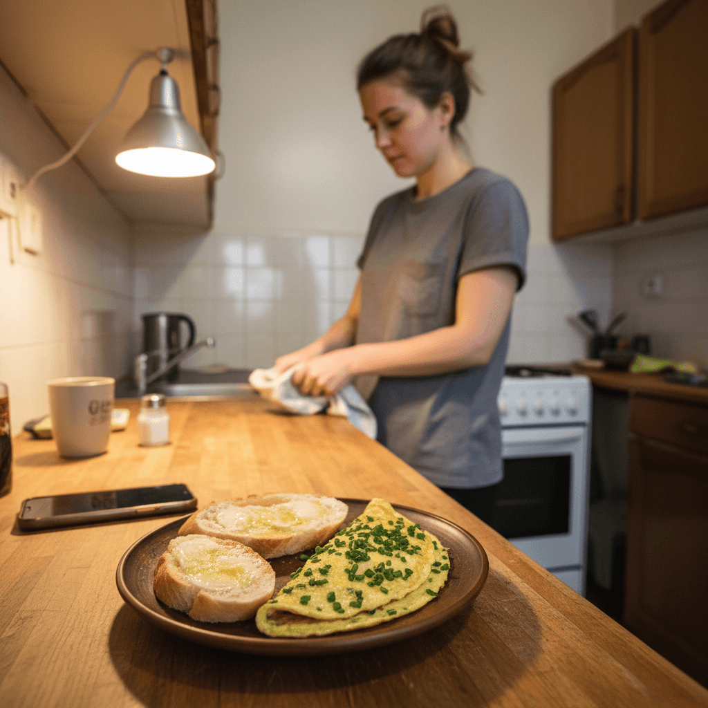 French recipes — French recipes — Everyday home cook preparing food in a modest apartment kitchen — not a professional chef or restaurant