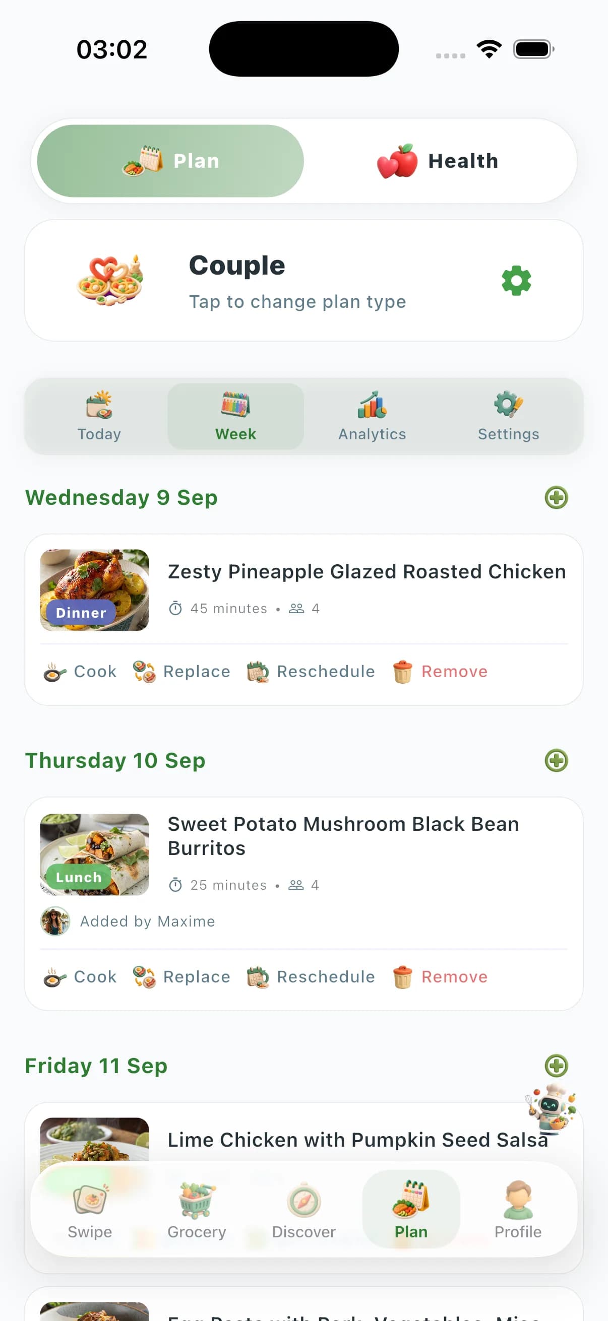 Plan in the ChefSphere app