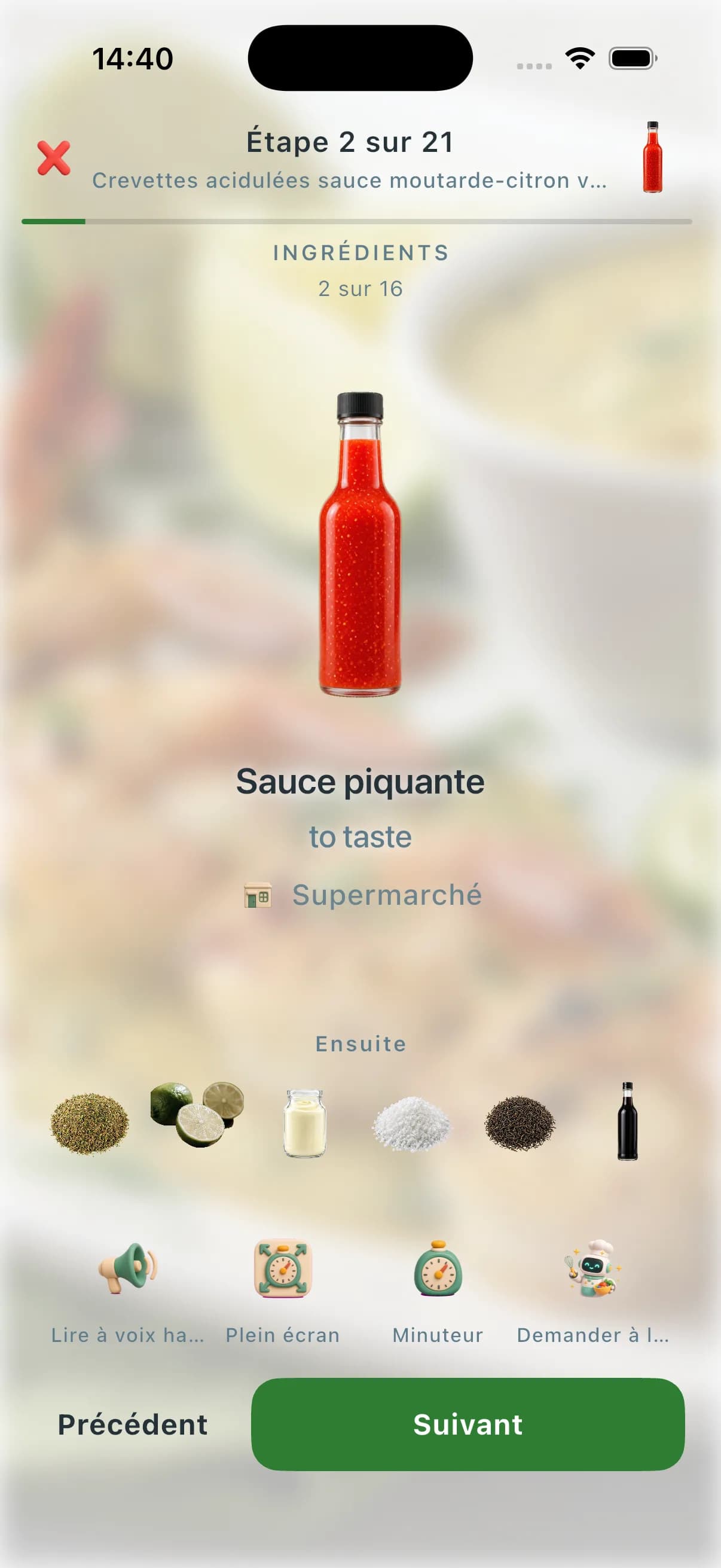 Quick Sous 5 minutes recipes in ChefSphere Cook Mode