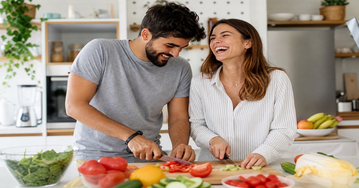 Learning to Cook Together: A Beginner Couple Guide — in-kitchen scene